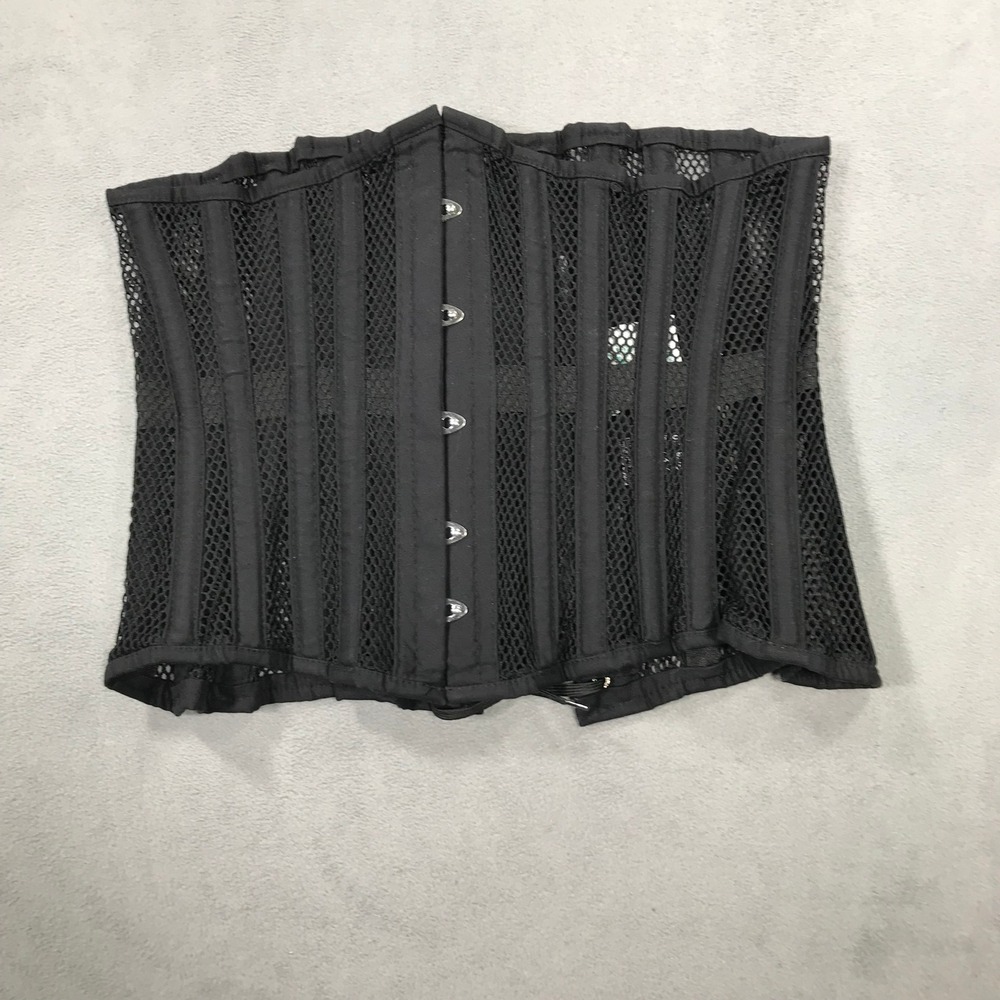 Orchard Corset Women's 30 Black Mesh Underbust Lace Up and Hook Bone *